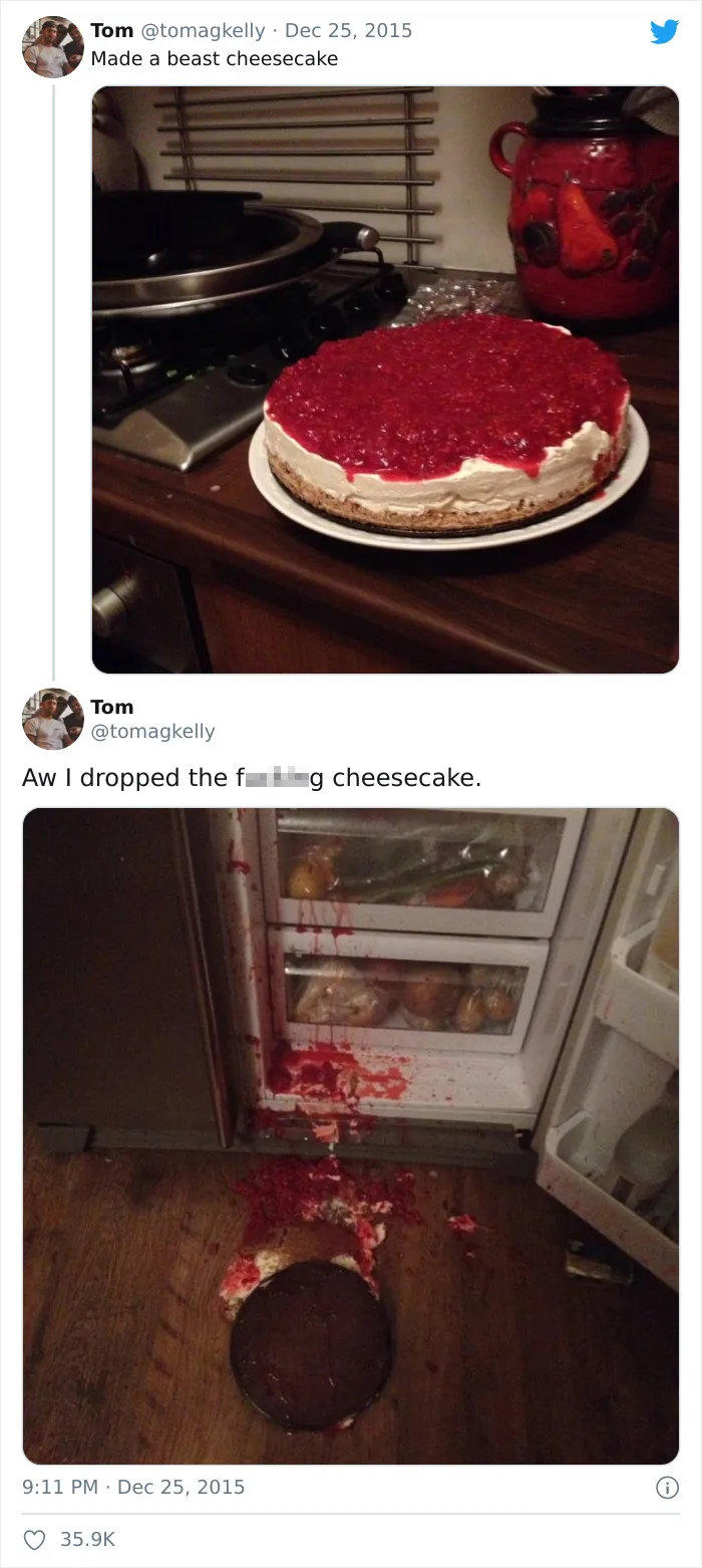 Hice tarta de queso pero se cayó
