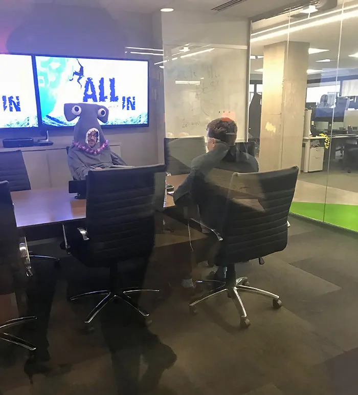 An Actual Interview Going On At The Office. We Take Halloween Very Seriously