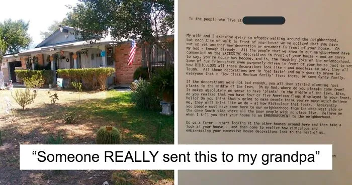 Grandpa Decorates His House To Look Nicer, Receives A Poison Pen Letter From Hateful Neighbors