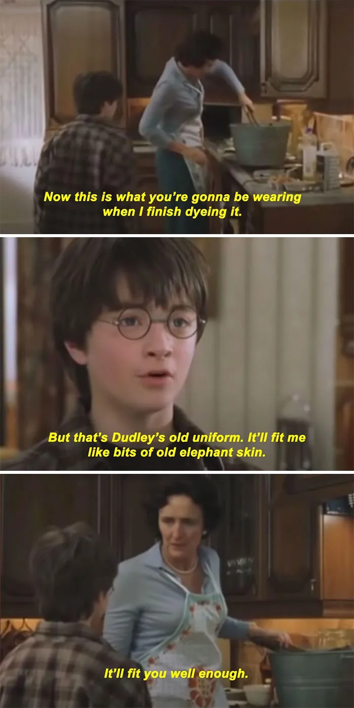 Aunt Petunia Dyes Dudley's Uniform For Harry (Sorcerer's Stone)