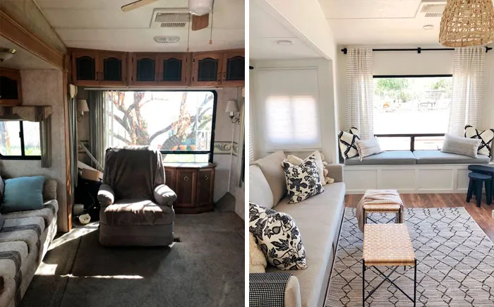 30 Pics Of Old Ugly RVs Redesigned Into Beautiful Tiny Homes By "RV Fixer Upper"