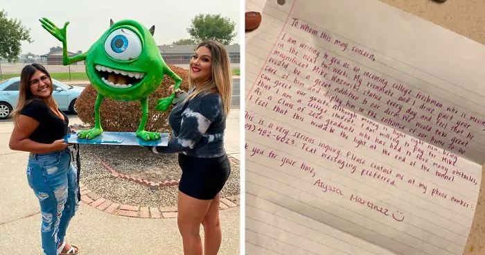 'He Will Be Mine': College Student Writes A Heartfelt Letter To A Guy Who Has A Mike Wazowski Statue In His Front Yard, He Gives It As A Gift