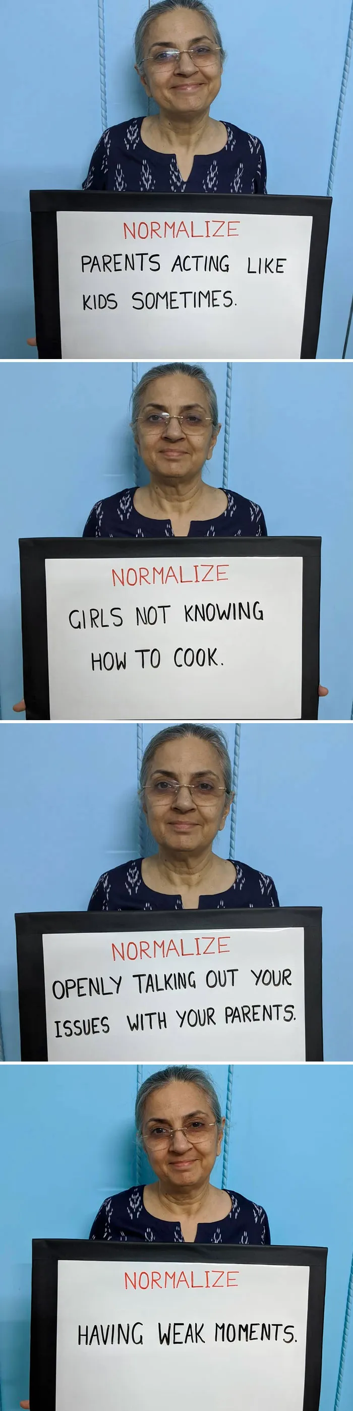 Esta madre india se vuelve viral después de que su hijo la convenciera de escribir su sabiduría en carteles y compartirlos en Instagram (25 fotos)