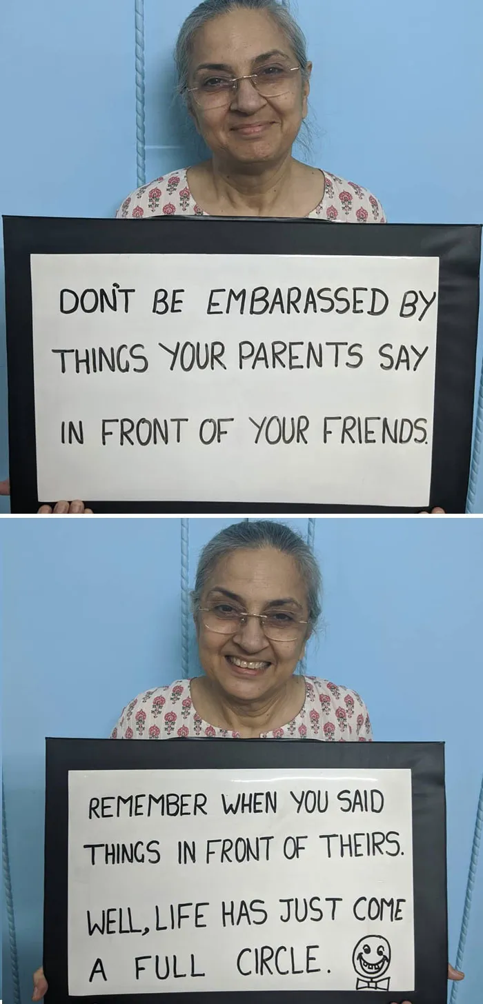 Indian Mom Goes Viral After Son Convinces Her To Put Her Worldly Wisdom On Signs And Share It On IG (30 Pics)