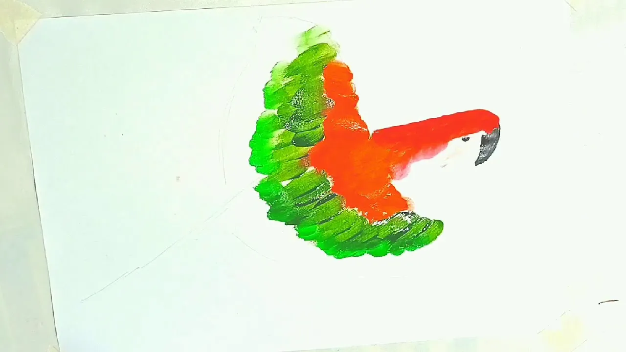 Parrot Painting With 👆(Easy DIY)