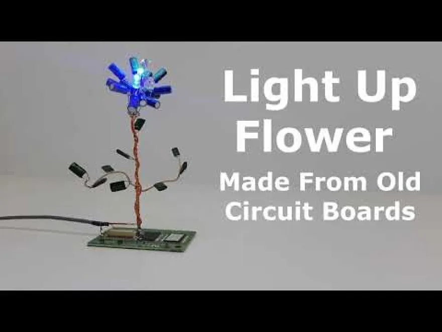 Light Up Flower Made From Old Circuit Boards