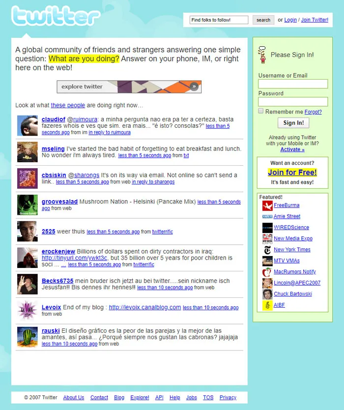 On Twitter, 2007