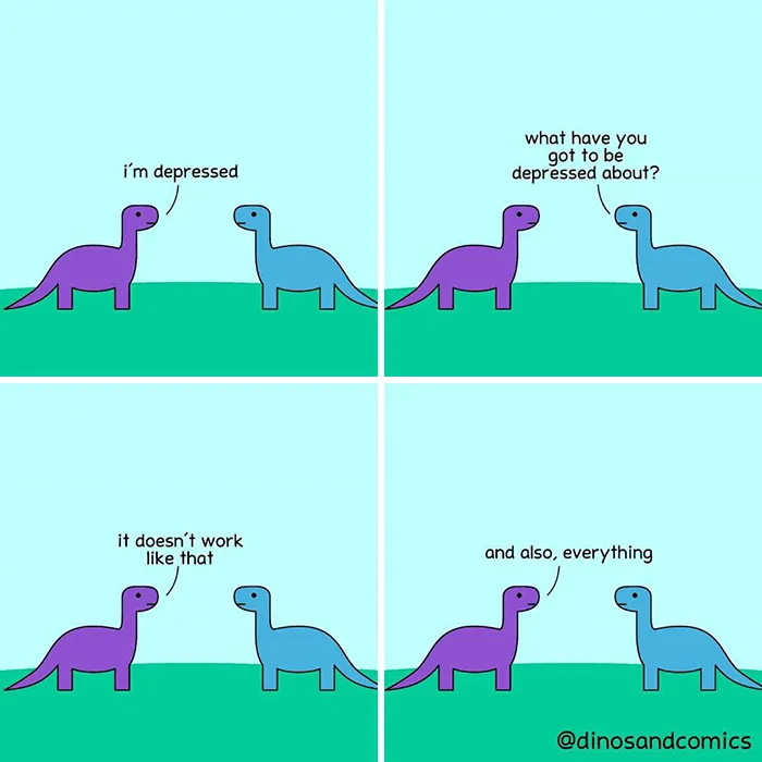 Dinosaur comic about being depressed 