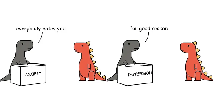 Dinosaur comic about anxiety and depression 
