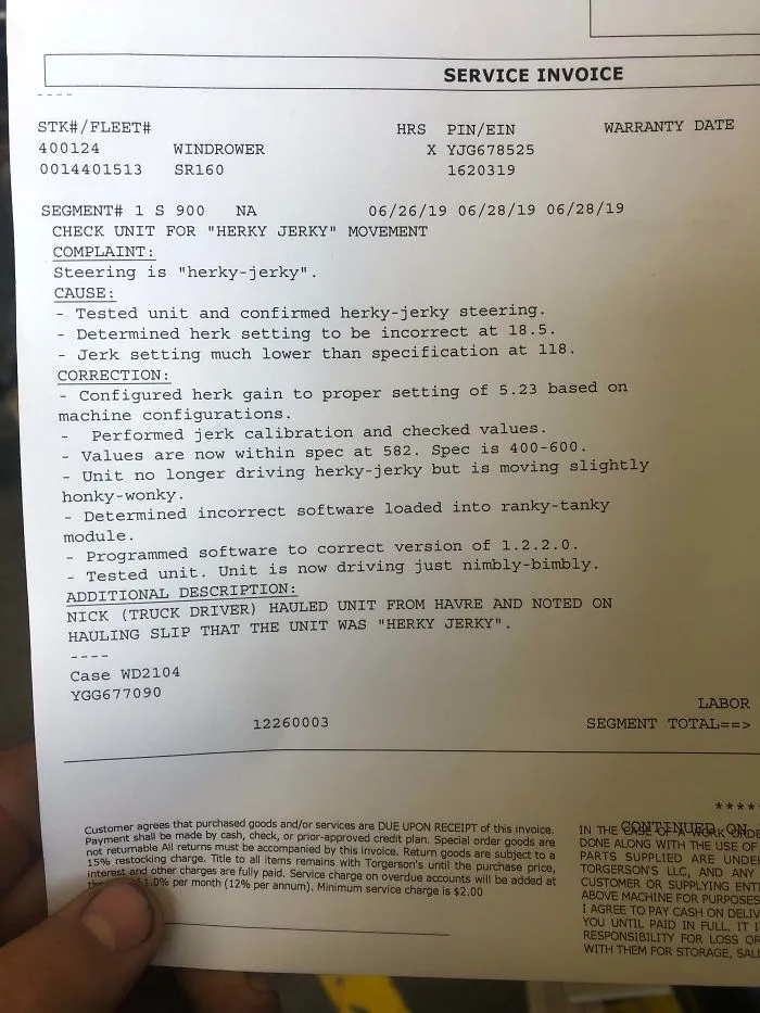 Actual Work Order At Our Shop From One Of Our Technicians
