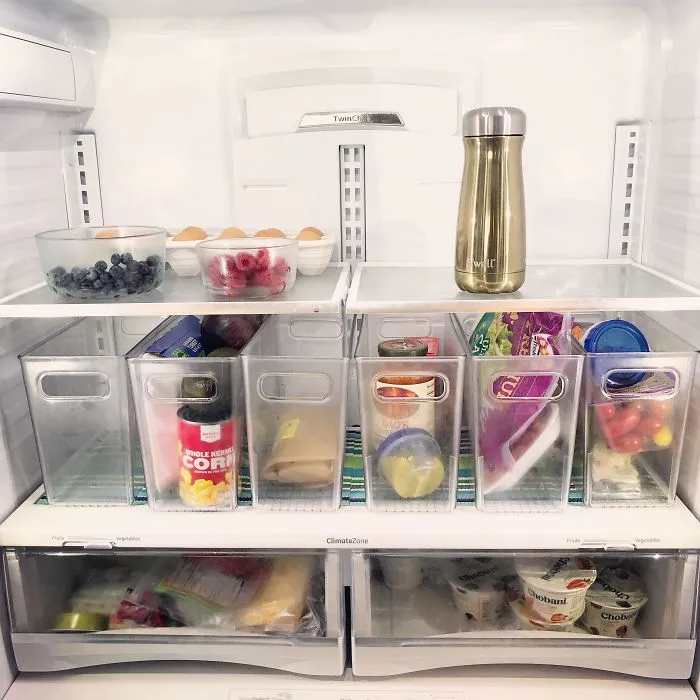 I Konmari’d The Fridge. Each Bin Is A Dinner! I Put Together All The Ingredients So I Can Just Pull Out A Bin And Everything Is Right There