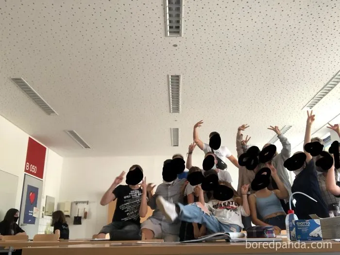 This Is How My Class Practices Social Distancing.. Nobody Is Wearing A Mask Either. (I'm On The Left In The Back)