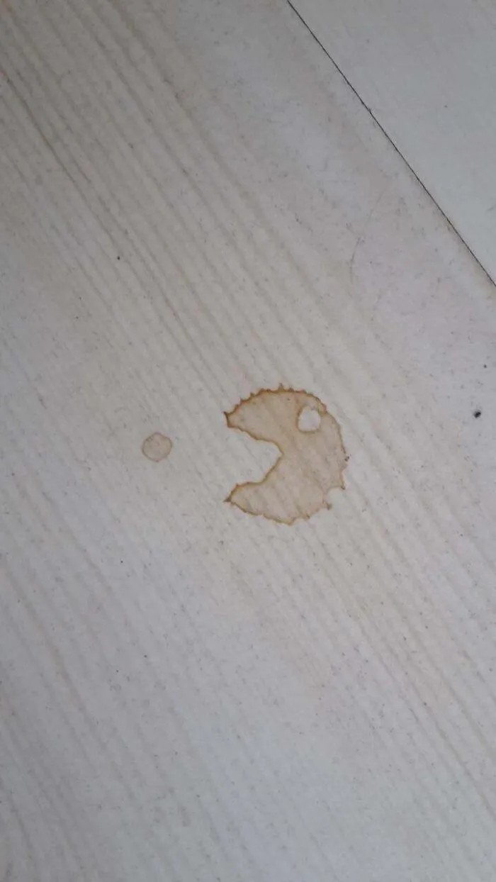 Coffee Stain On My Floor Look Like Pac-Man Eating A Pellet