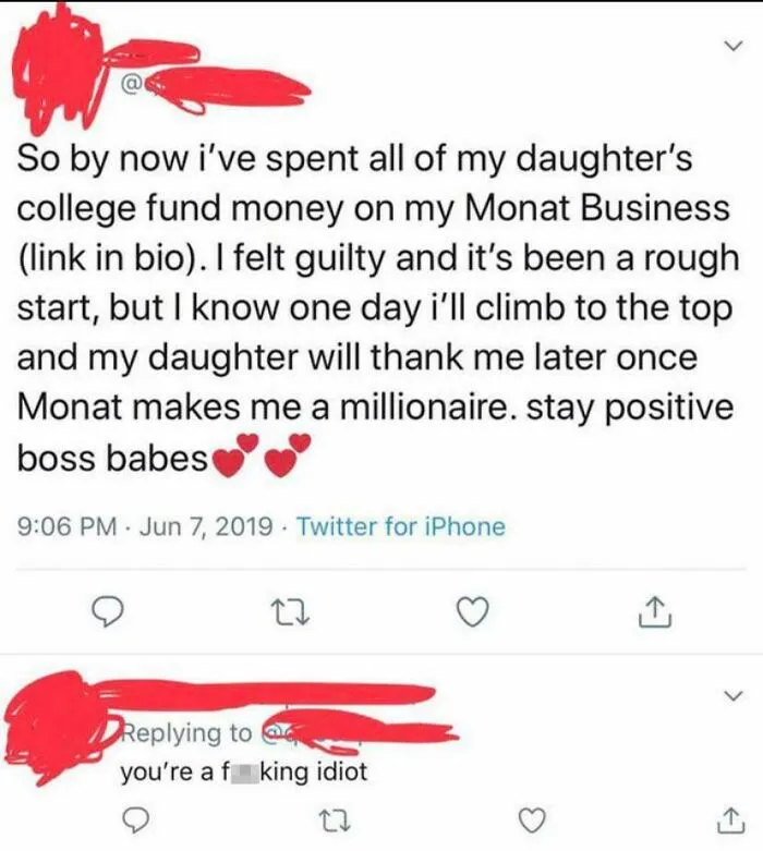 Using Your Daughter’s Entire College Fund To Pay For Your Crappy Pyramid Scheme Products