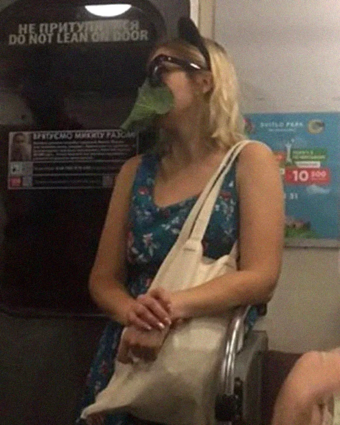 Esta página de Instagram publica las mascarillas anticoronavirus más ridículas vistas en el metro (37 fotos)