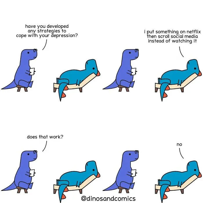 Dinosaur comic about coping with your depression 