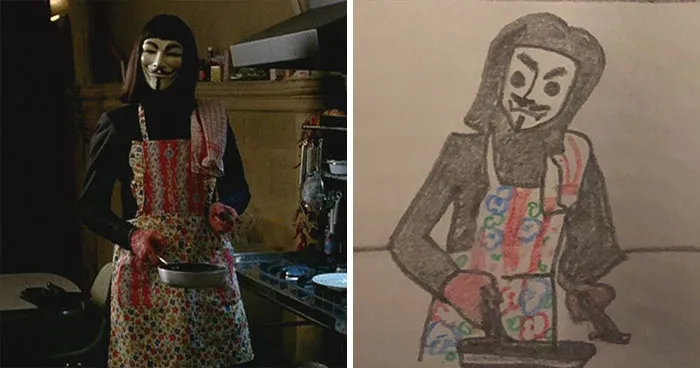 Girl On Twitter Is Drawing Various Movie Scenes Other Users Shared Under Her Post, And It's Cracking People Up (31 Pics)