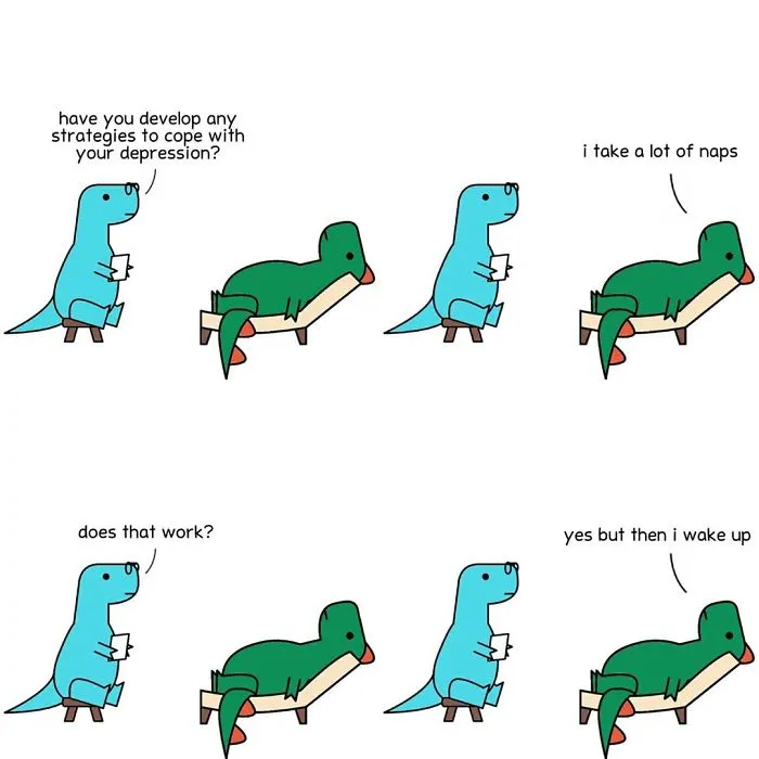 Dinosaur comic about copping with depression 
