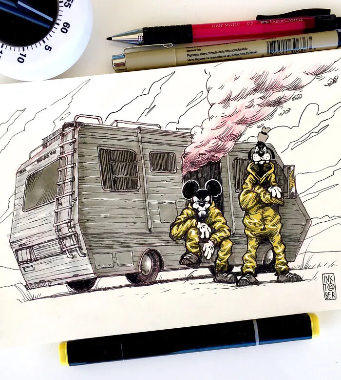 Las 40 ilustraciones de este artista ruso están llenas de humor negro y personajes inquietantes