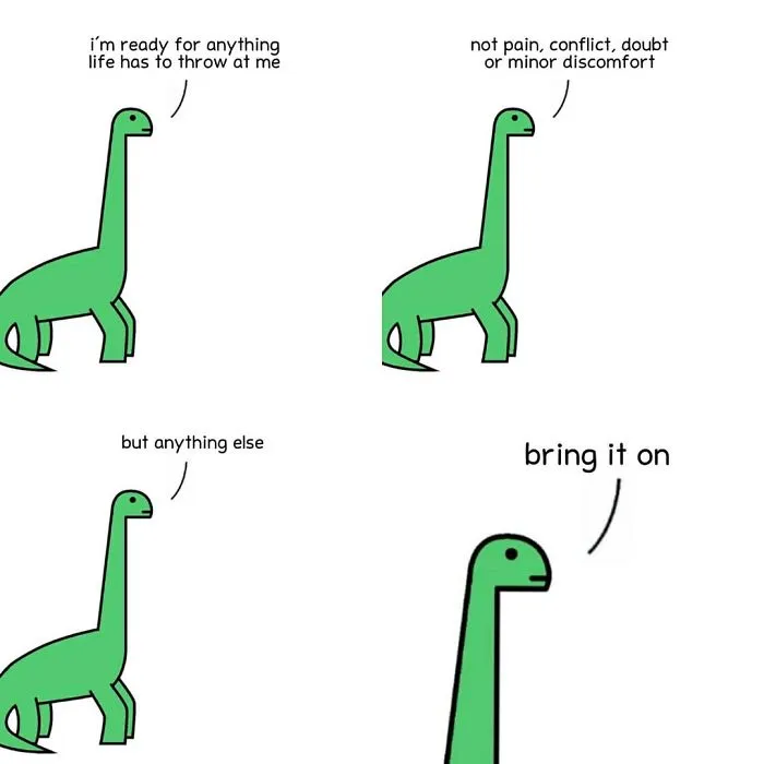 Dinosaur comic about being ready for anything life throws 
