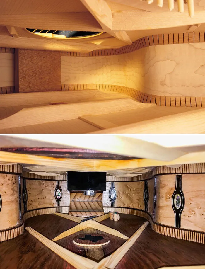 El interior de estas guitarras parece apartamentos de lujo