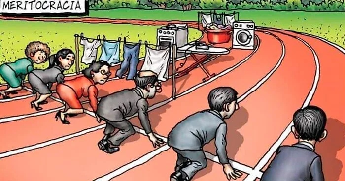 Comparten una ilustración sobre las dificultades de las mujeres en el mundo laboral, y un hombre la cambia para poner su propia versión