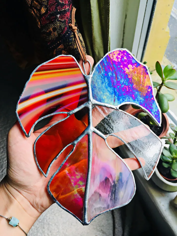 Fiery Monstera Leaf