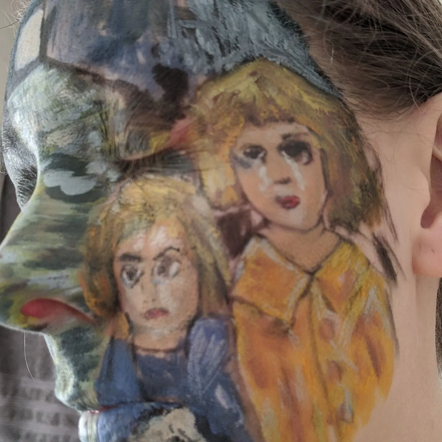 Angel Burns Spent 52 Weeks Recreating Famous Artworks Using Face Paints.