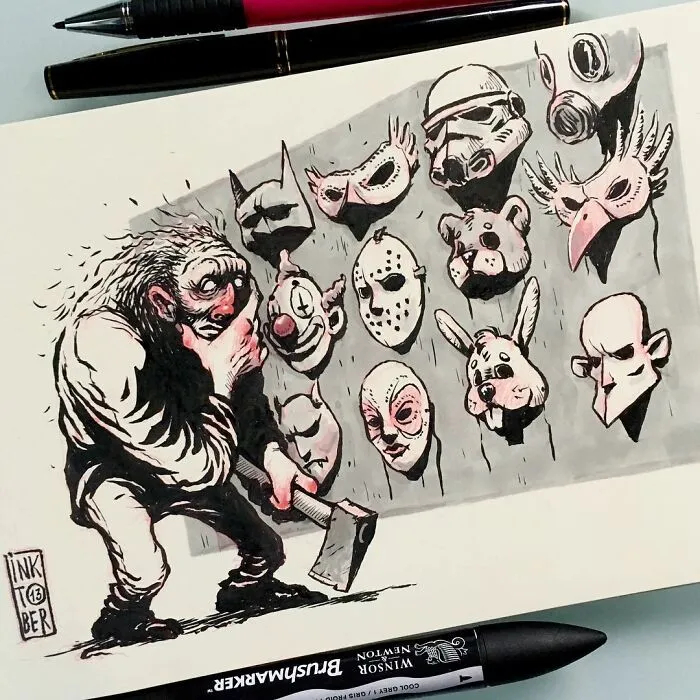 Las 40 ilustraciones de este artista ruso están llenas de humor negro y personajes inquietantes