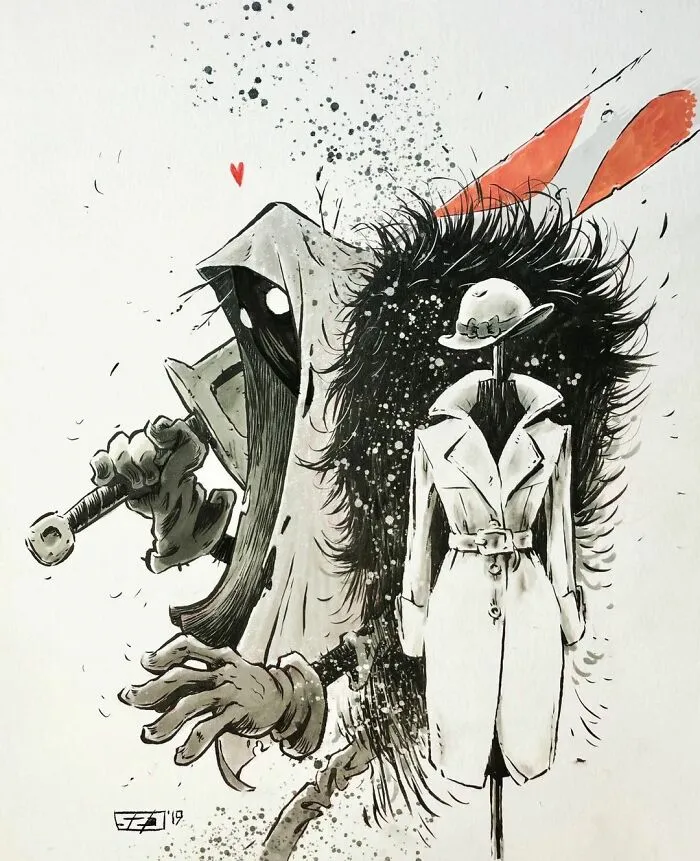Russian Artist's 40 Illustrations Involve Dark Humor And Creepy Subjects
