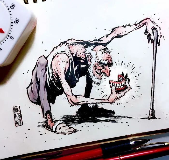 Russian Artist's 40 Illustrations Involve Dark Humor And Creepy Subjects