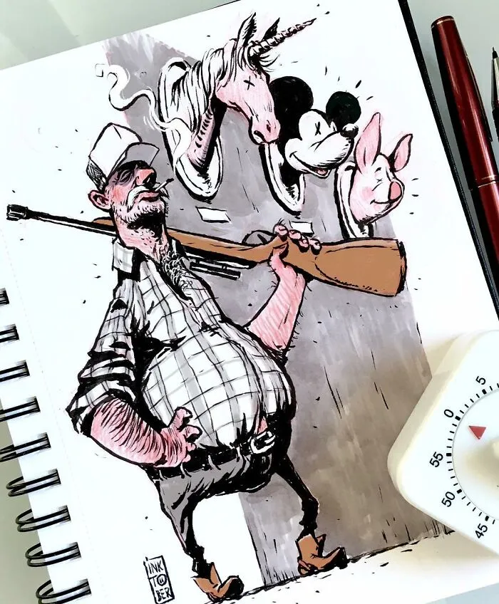 Las 40 ilustraciones de este artista ruso están llenas de humor negro y personajes inquietantes