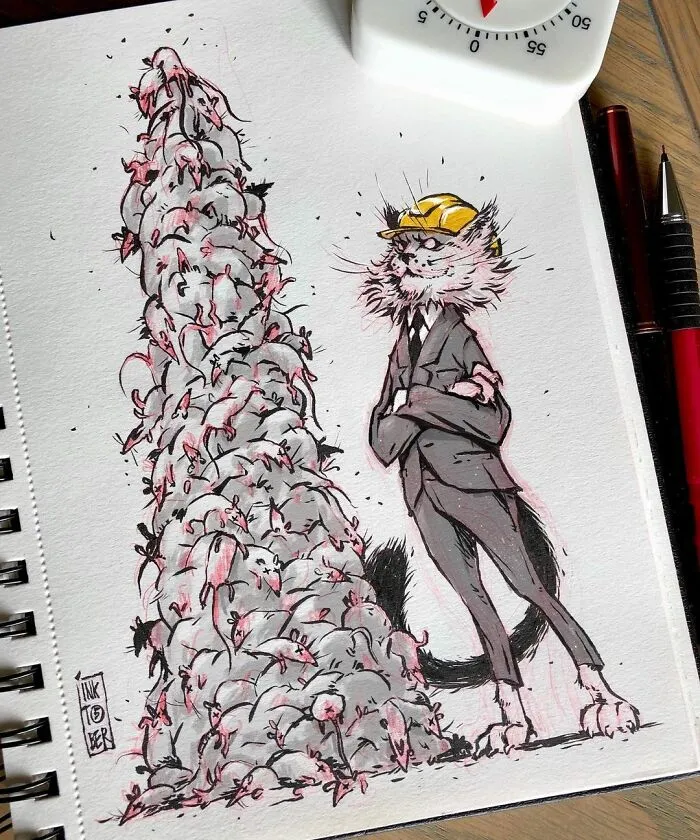 Las 40 ilustraciones de este artista ruso están llenas de humor negro y personajes inquietantes