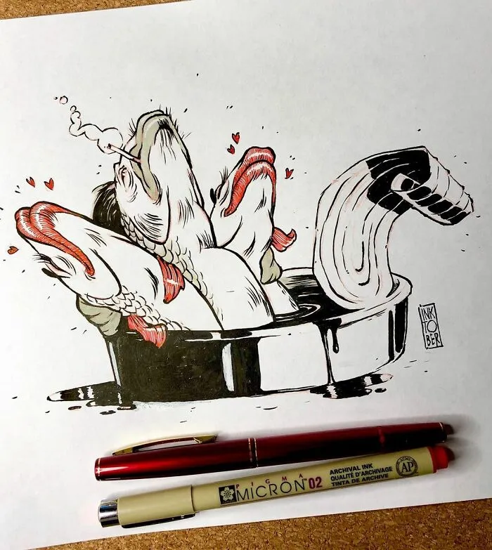 Russian Artist's 40 Illustrations Involve Dark Humor And Creepy Subjects