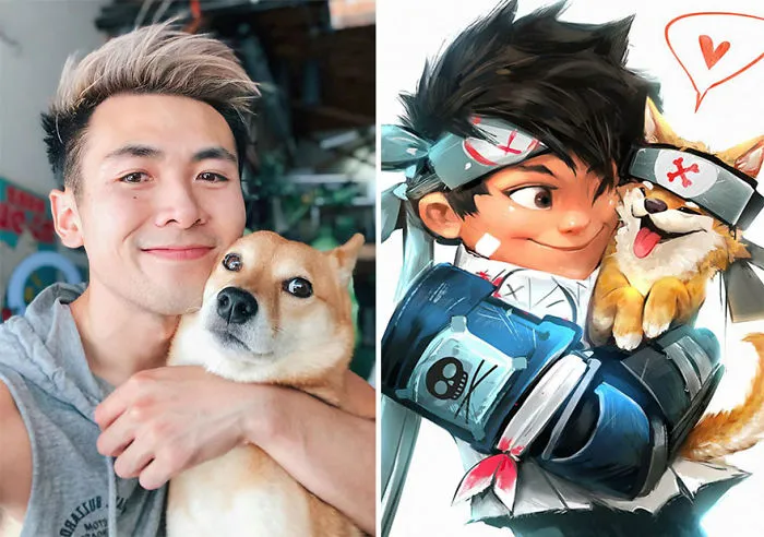 This Artist Turns His Dog And Himself Into Adorable Cartoon Characters (20 Pics)