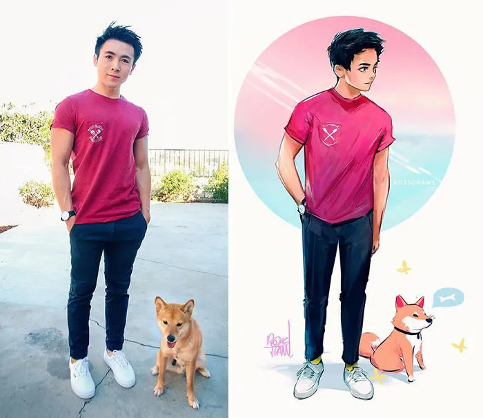 This Artist Turns His Dog And Himself Into Adorable Cartoon Characters (20 Pics)