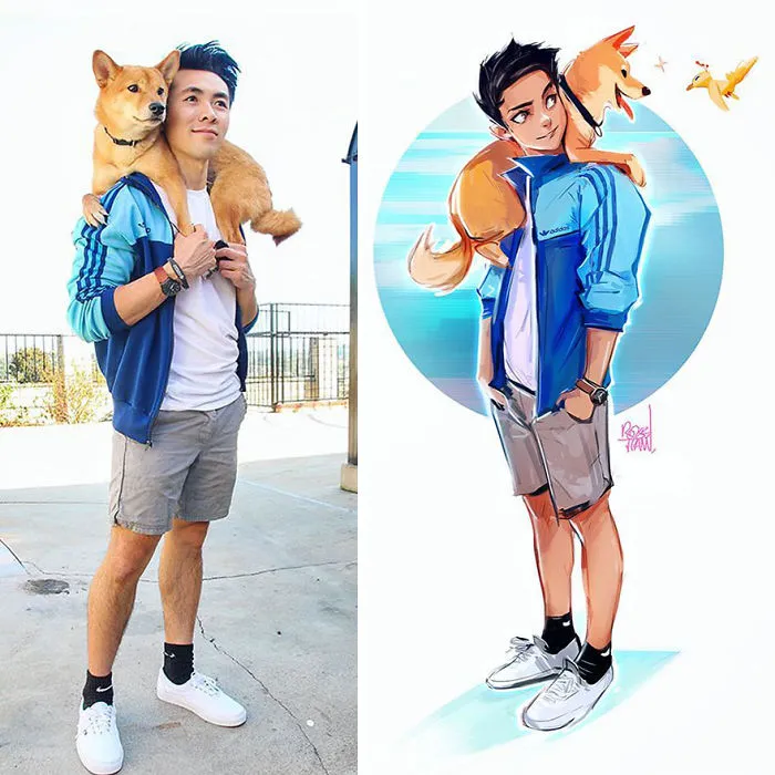 This Artist Turns His Dog And Himself Into Adorable Cartoon Characters (20 Pics)
