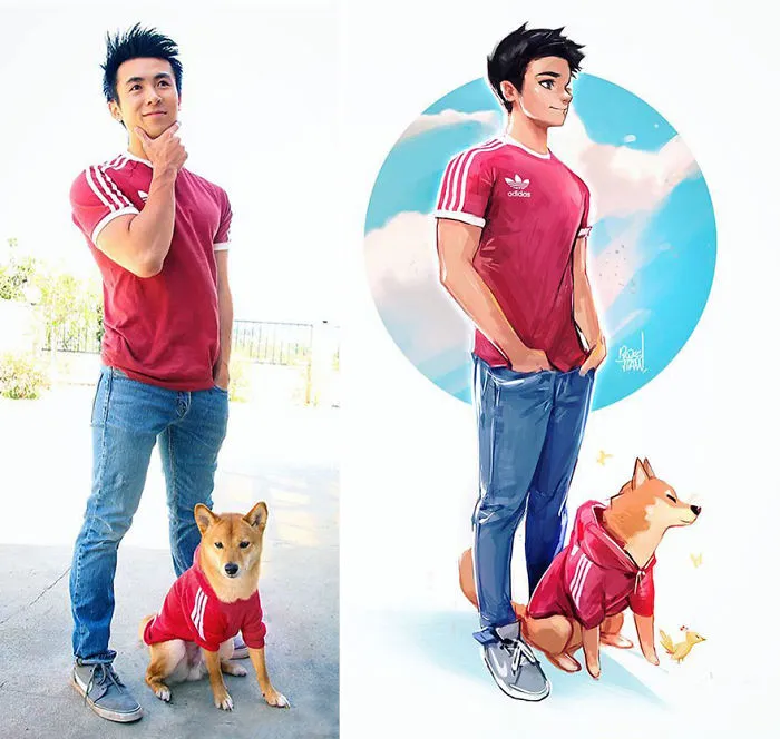 This Artist Turns His Dog And Himself Into Adorable Cartoon Characters (20 Pics)