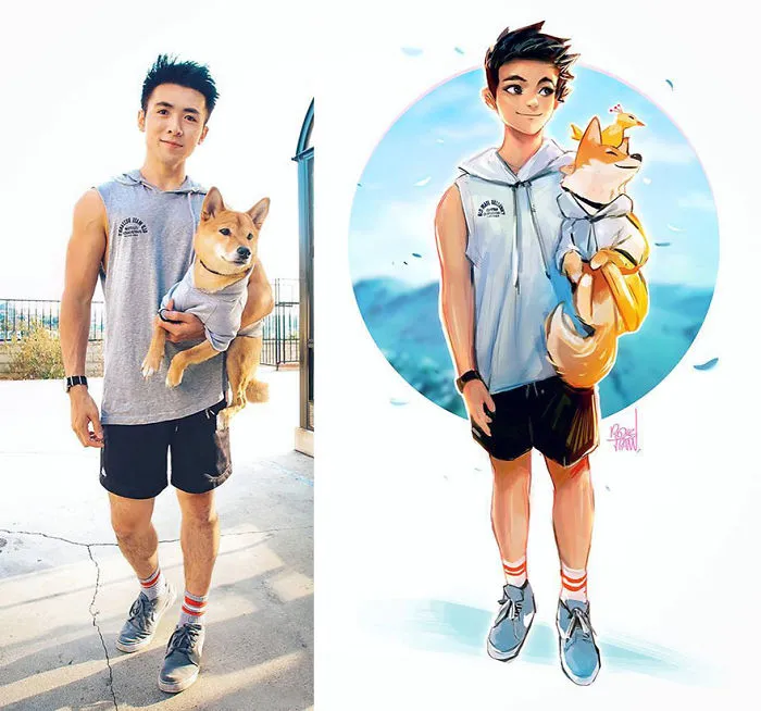 This Artist Turns His Dog And Himself Into Adorable Cartoon Characters (20 Pics)