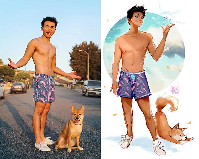 This Artist Turns His Dog And Himself Into Adorable Cartoon Characters (20 Pics)