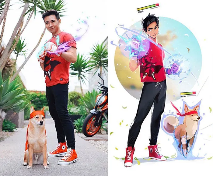 This Artist Turns His Dog And Himself Into Adorable Cartoon Characters (20 Pics)