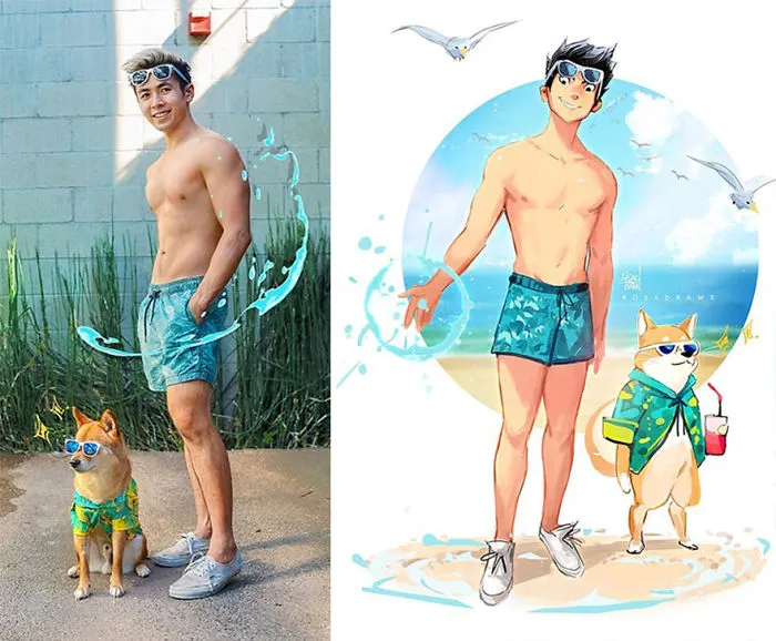 This Artist Turns His Dog And Himself Into Adorable Cartoon Characters (20 Pics)