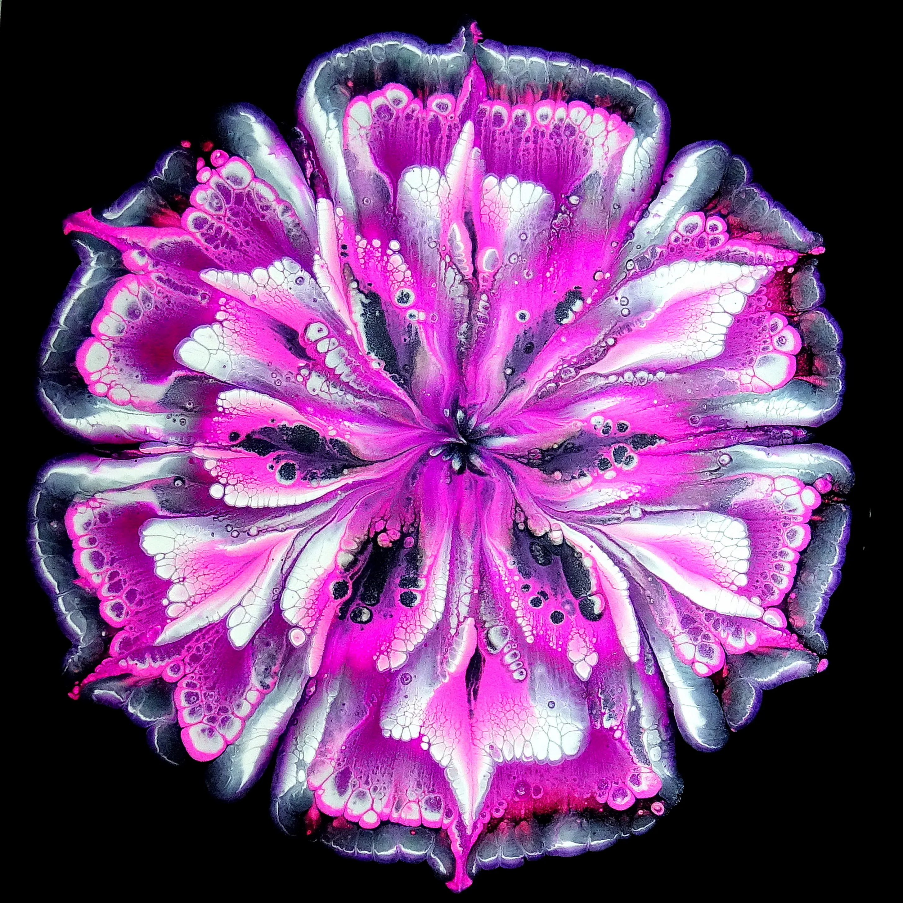 Pink & Silver ~ Reverse Flower Dip ~ Flower Shaped Cup ~ Abstract Flower