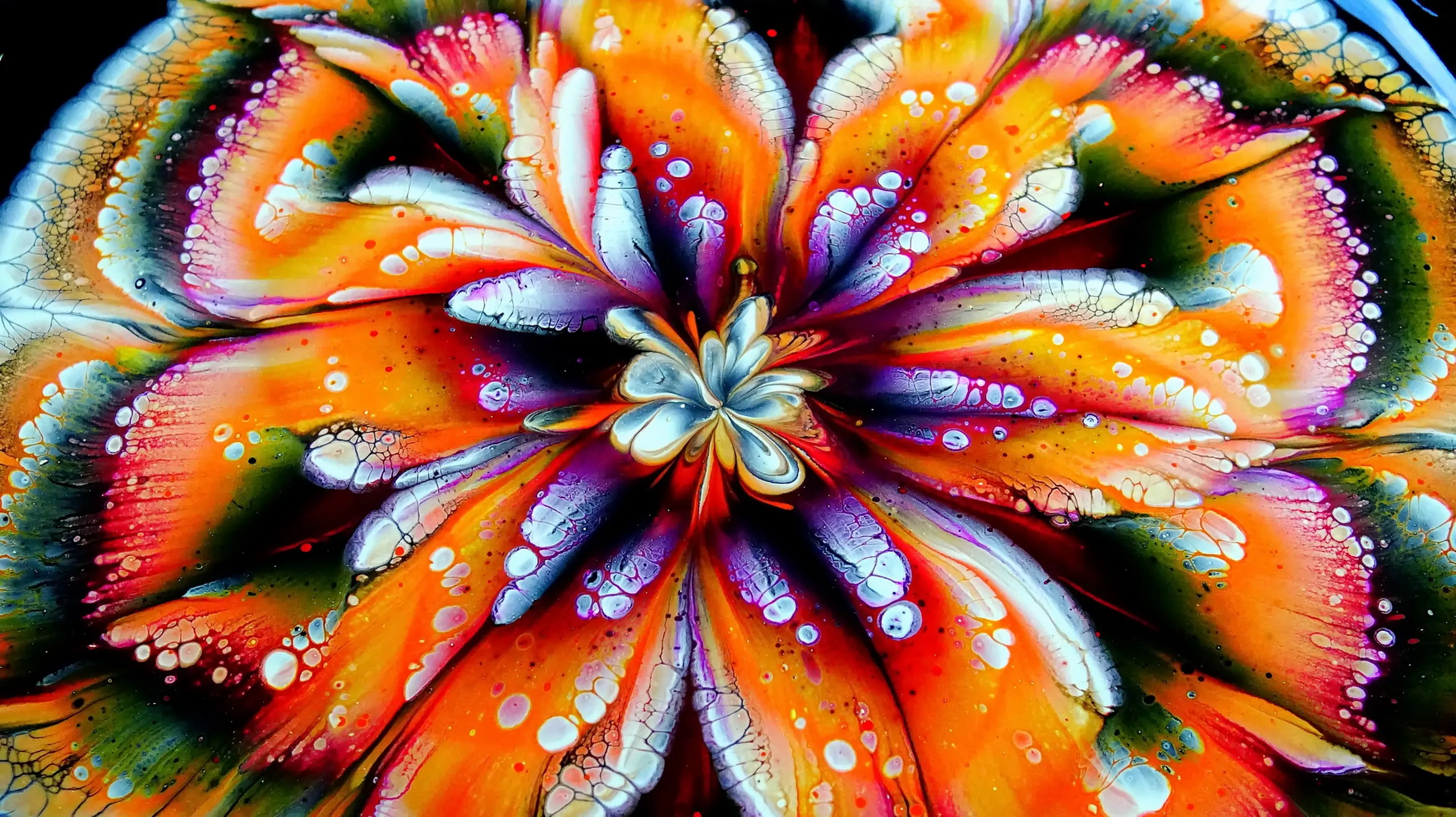 Halloween Flower ~ Cup Bottom Reverse Flower Dip ~ Acrylic Pour Painting