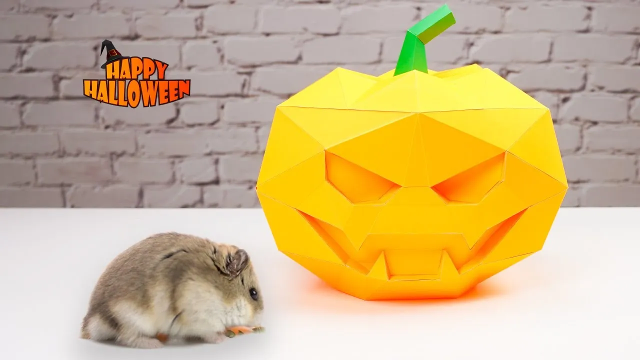 I Created This Cardboard Halloween Pumpkin For My Hamster