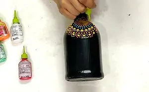 I Have Reused The Waste Glass Bottle Into Home Decor Using Basic Dotting Technique.