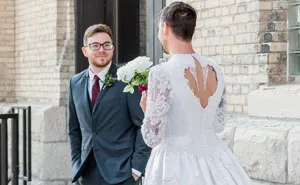 Funny Best Man Crashes First Look In A $60 Goodwill Wedding Dress
