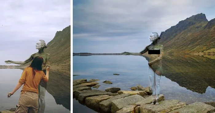 We Worked For Two Weeks In Harsh Conditions To Make This Model Disappear Into Breathtaking Arctic Landscapes