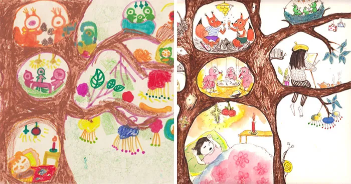 I Tried To Draw My Childhood Drawings Again 30 Years Later (12 Pics)