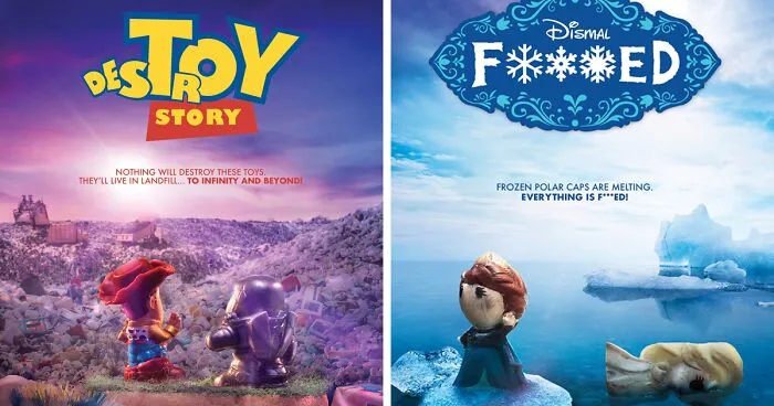 We Made These Posters Of Disney "Ooshie" Toys In A Landfill To Show Supermarkets They Need To Stop Doing Irresponsible Promos